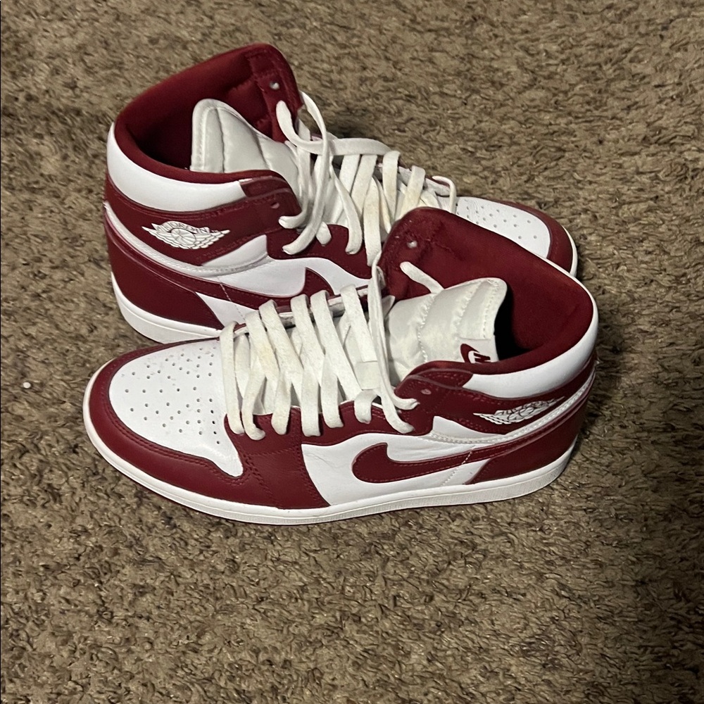 Jordan Red and White High-Top Sneakers